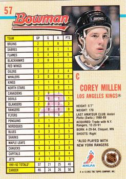 1992-93 Bowman #57 Corey Millen Back