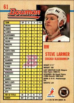 1992-93 Bowman #61 Steve Larmer Back