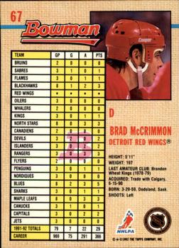 1992-93 Bowman #67 Brad McCrimmon Back