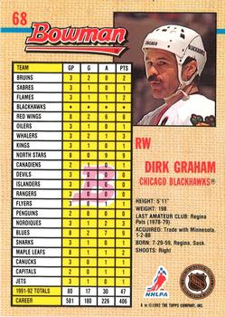 1992-93 Bowman #68 Dirk Graham Back