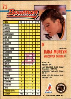 1992-93 Bowman #71 Dana Murzyn Back