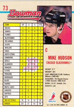 1992-93 Bowman #73 Mike Hudson Back