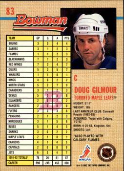 1992-93 Bowman #83 Doug Gilmour Back