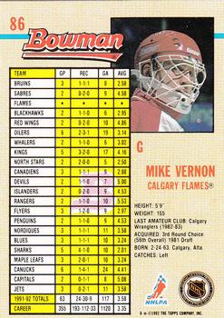 1992-93 Bowman #86 Mike Vernon Back