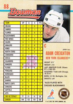 1992-93 Bowman #88 Adam Creighton Back
