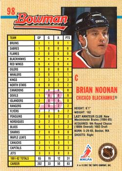1992-93 Bowman #98 Brian Noonan Back