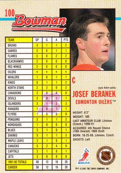 1992-93 Bowman #100 Josef Beranek Back
