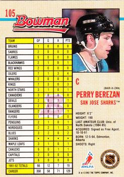 1992-93 Bowman #105 Perry Berezan Back