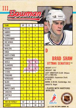 1992-93 Bowman #111 Brad Shaw Back