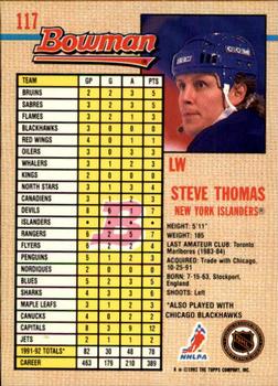 1992-93 Bowman #117 Steve Thomas Back