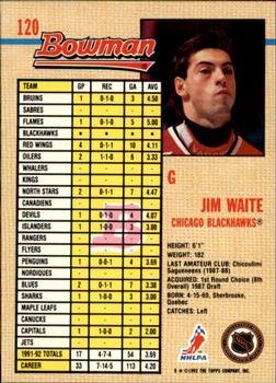 1992-93 Bowman #120 Jim Waite Back
