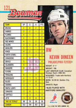 1992-93 Bowman #121 Kevin Dineen Back