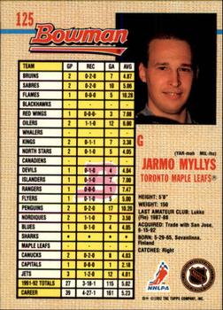 1992-93 Bowman #125 Jarmo Myllys Back