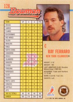 1992-93 Bowman #128 Ray Ferraro Back