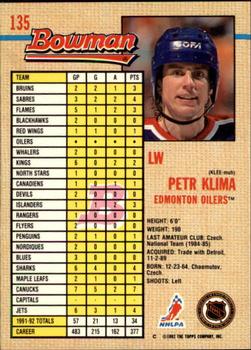 1992-93 Bowman #135 Petr Klima Back