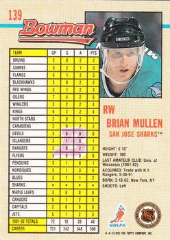 1992-93 Bowman #139 Brian Mullen Back