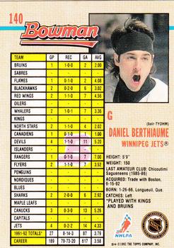 1992-93 Bowman #140 Daniel Berthiaume Back