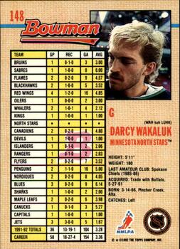 1992-93 Bowman #148 Darcy Wakaluk Back