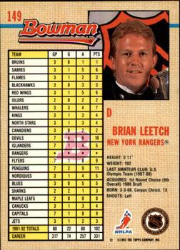 1992-93 Bowman #149 Brian Leetch Back