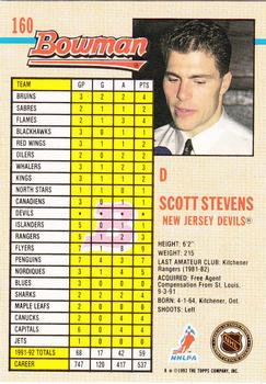 1992-93 Bowman #160 Scott Stevens Back