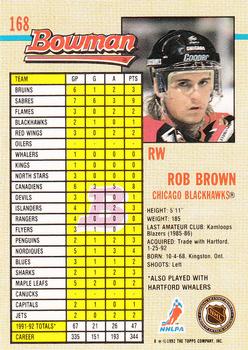 1992-93 Bowman #168 Rob Brown Back