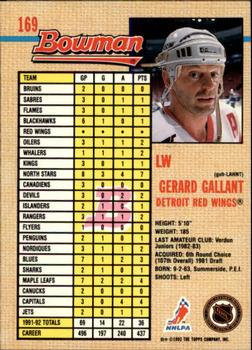 1992-93 Bowman #169 Gerard Gallant Back