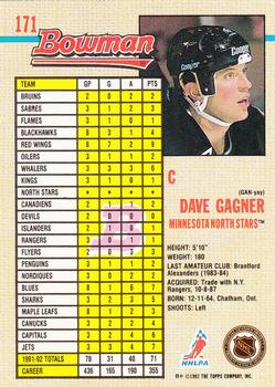 1992-93 Bowman #171 Dave Gagner Back