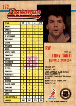 1992-93 Bowman #172 Tony Tanti Back