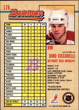 1992-93 Bowman #176 Dino Ciccarelli Back