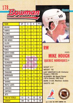 1992-93 Bowman #178 Mike Hough Back