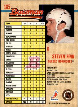 1992-93 Bowman #185 Steven Finn Back