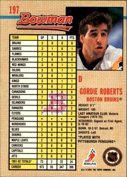 1992-93 Bowman #197 Gordie Roberts Back