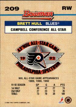 1992-93 Bowman #209 Brett Hull Back