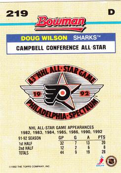 1992-93 Bowman #219 Doug Wilson Back