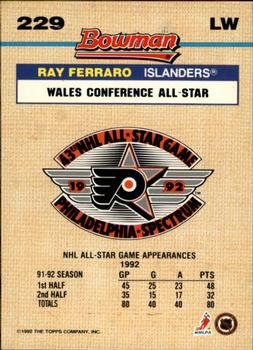 1992-93 Bowman #229 Ray Ferraro Back