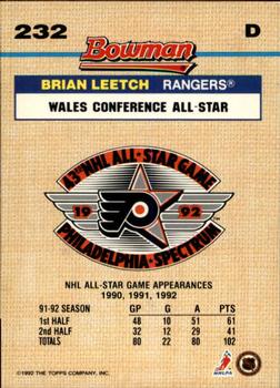 1992-93 Bowman #232 Brian Leetch Back