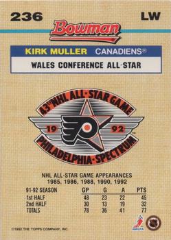 1992-93 Bowman #236 Kirk Muller Back