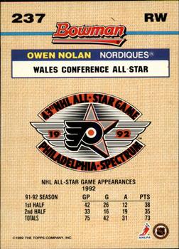 1992-93 Bowman #237 Owen Nolan Back
