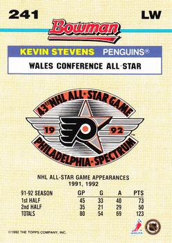 1992-93 Bowman #241 Kevin Stevens Back
