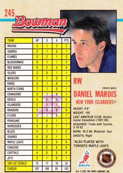 1992-93 Bowman #245 Daniel Marois Back