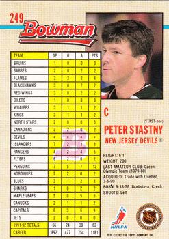 1992-93 Bowman #249 Peter Stastny Back