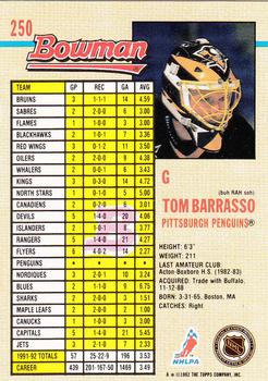 1992-93 Bowman #250 Tom Barrasso Back