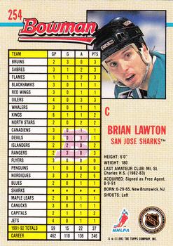 1992-93 Bowman #254 Brian Lawton Back