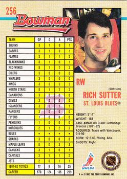 1992-93 Bowman #256 Rich Sutter Back
