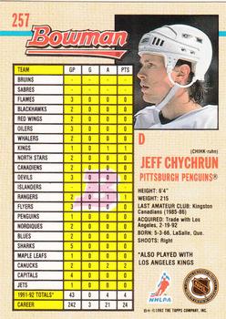 1992-93 Bowman #257 Jeff Chychrun Back
