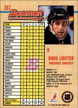 1992-93 Bowman #267 Doug Lidster Back