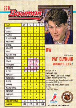 1992-93 Bowman #270 Pat Elynuik Back
