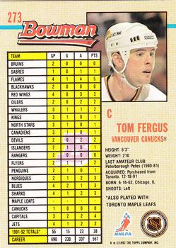 1992-93 Bowman #273 Tom Fergus Back