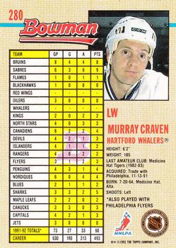 1992-93 Bowman #280 Murray Craven Back