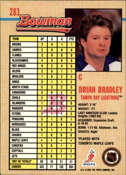 1992-93 Bowman #283 Brian Bradley Back
